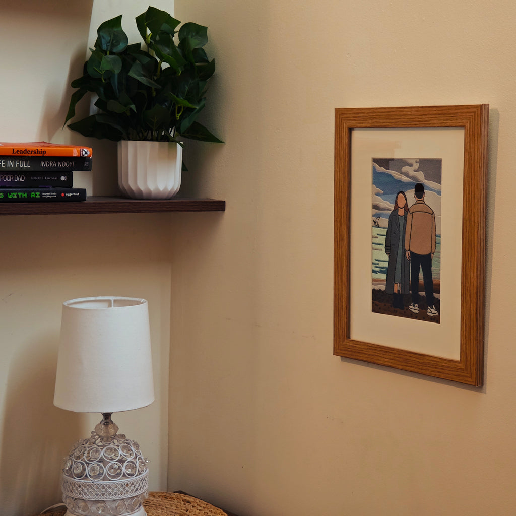 Handcrafted embroidered couple wall decor