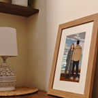 Custom embroidered couple portrait in frame