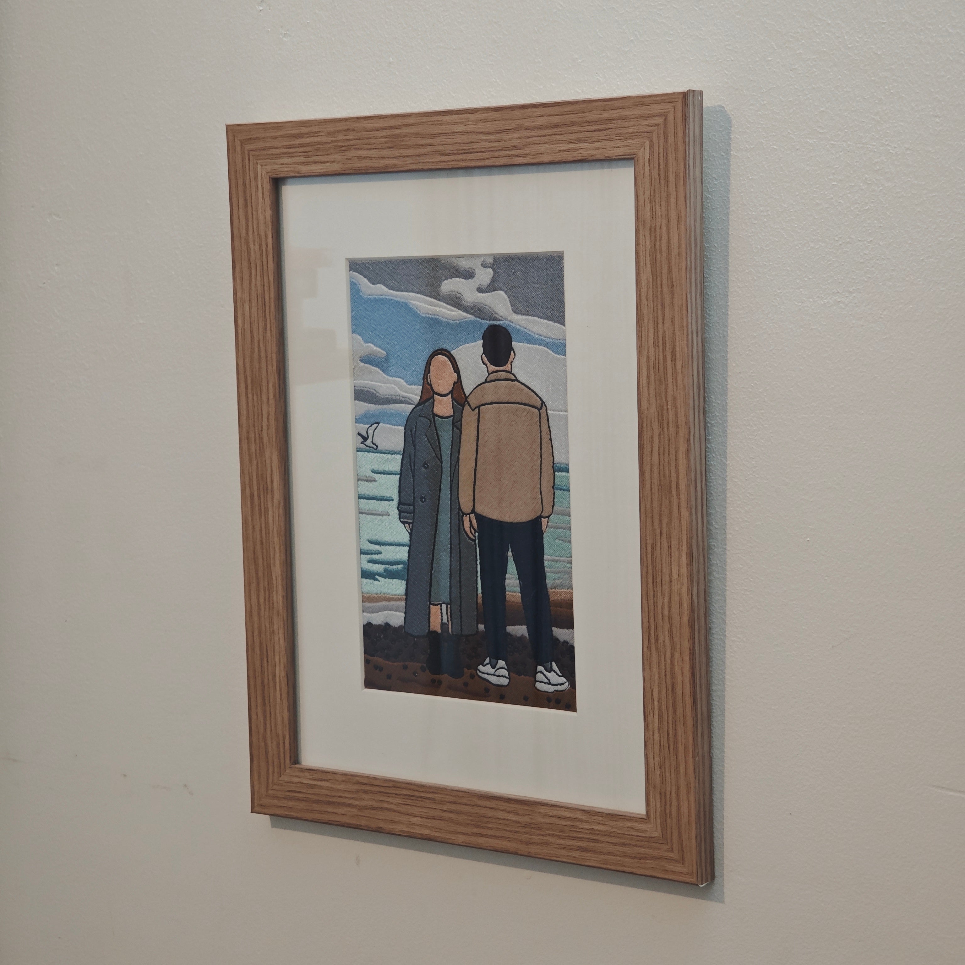 Custom couple embroidery portrait with names