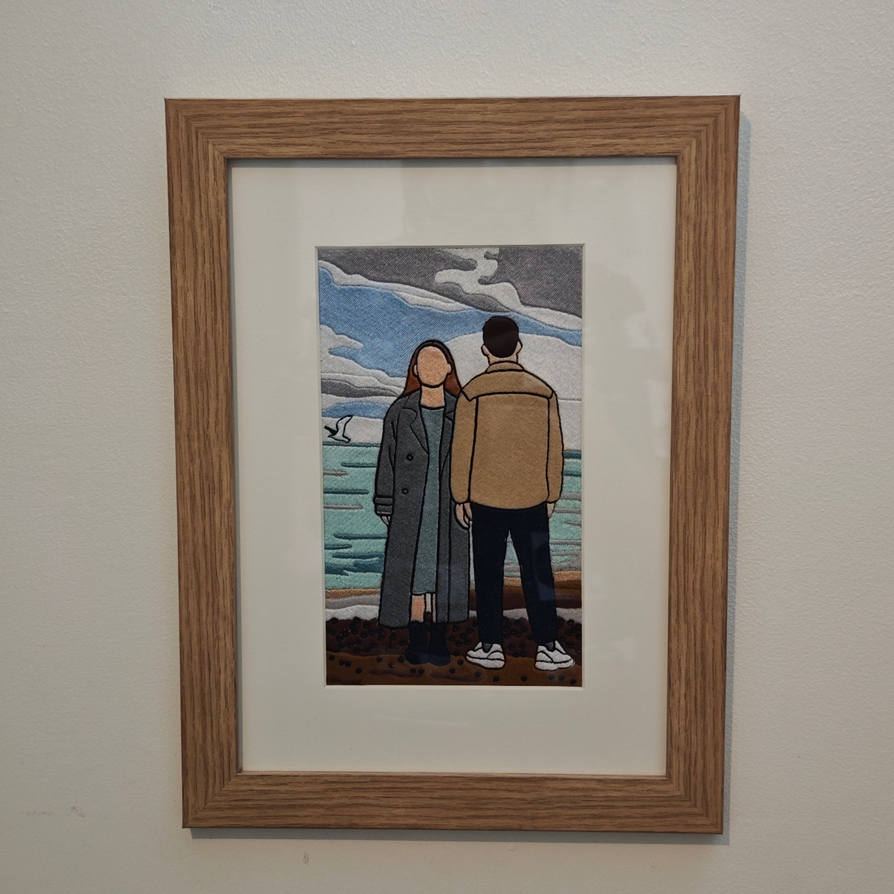 Personalized filled embroidery couple art