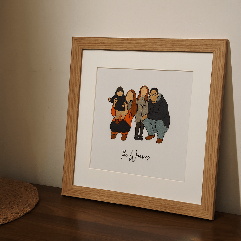 Handcrafted embroidered family wall decor